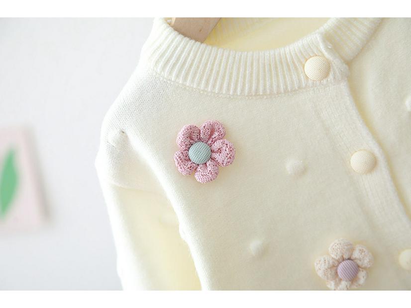Girls' Flower Knit Cardigan - Spring/Autumn Infant Toddler Wool Top