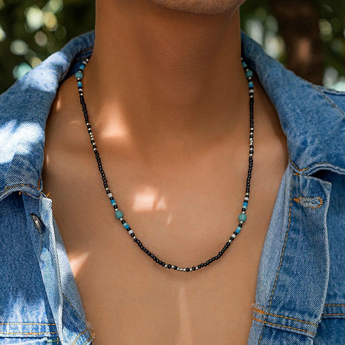 

Men s Wooden Beaded Clay Necklace Fashion Vintage African Beaded Beach Surfer Necklace for Men Tribal Jewelry