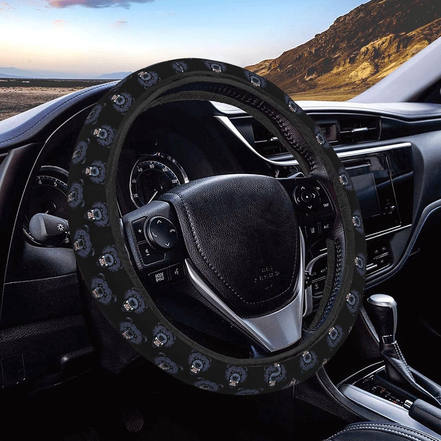 

Skull Crossbones Pattern Car Steering Wheel Cover Auto Steering Wheel Protector Anti-Slip Elasticity and Breathable Car Accessories Universal 15 Inch One Size