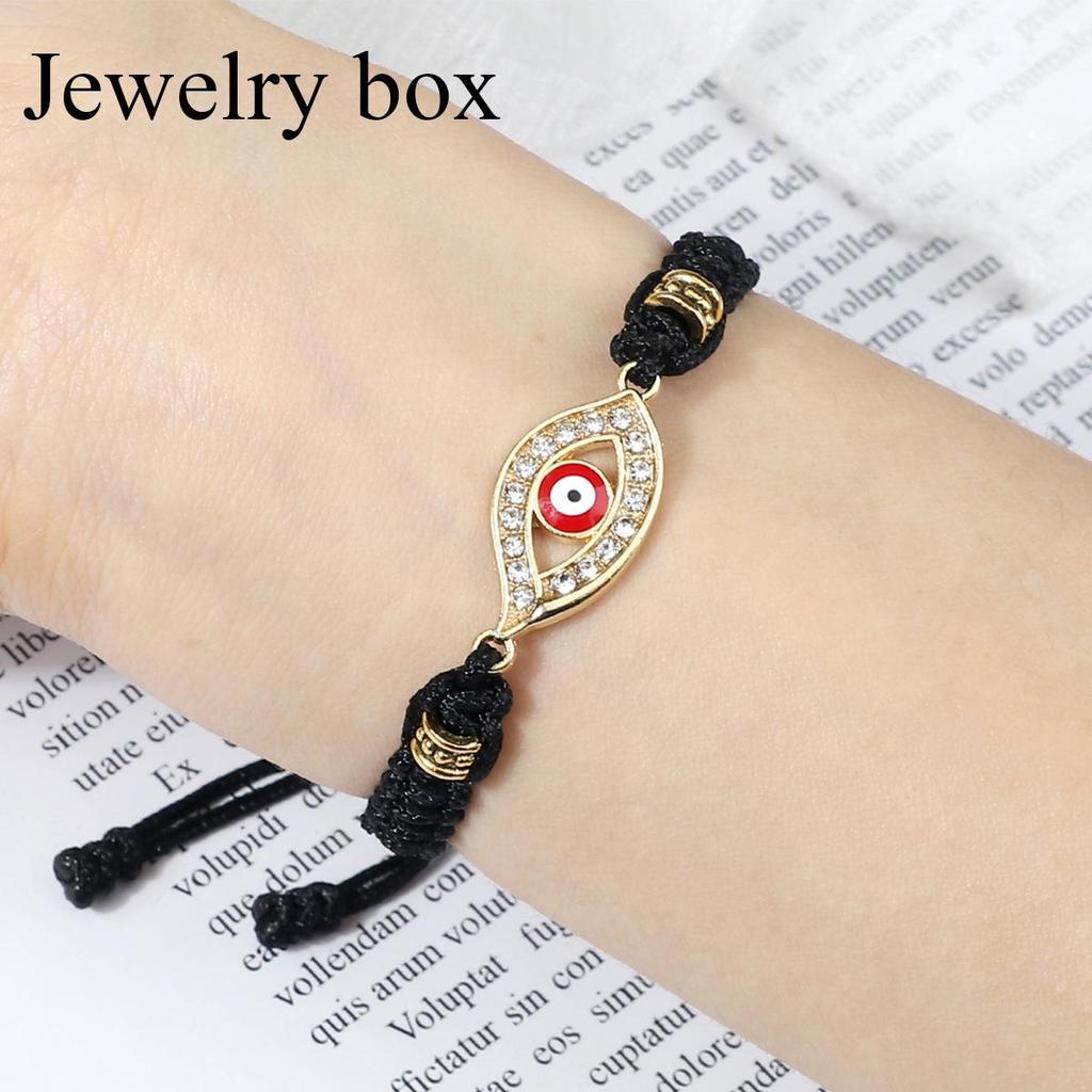 Retro-Style Evil Eye Bracelet: Handmade Woven Cord, Adjustable for Women