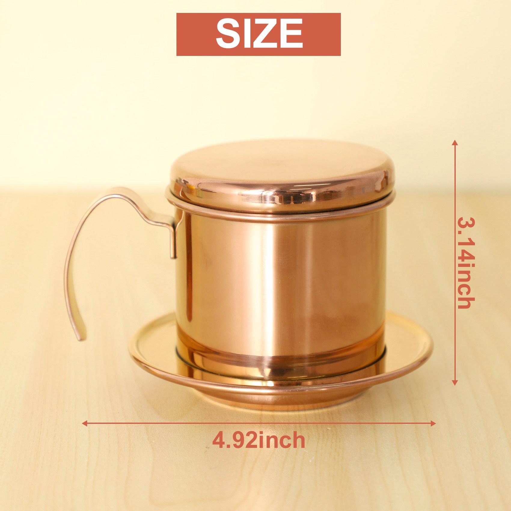 Stainless Steel Vietnamese Coffee Filter Single Cup Vietnam Hand Punch Pot Drip Filter Coffee Pot Vietnamese Coffee Pot Drip Fil (Rose gold,NONE)