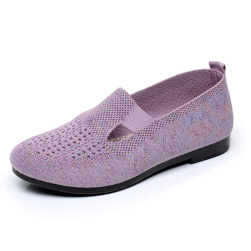 

Женская обувь, летняя, новая, летающая, тканая, дышащая, старая, Пекинская, тканевая, легкая, мягкая подошва, обувь для мам среднего и пожилого возраста, модная, повседневная, ш 36 фиолетовый