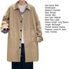 Men Windbreaker Coat Lapel Long Sleeve Buttons Placket Trench Coat with Pockets