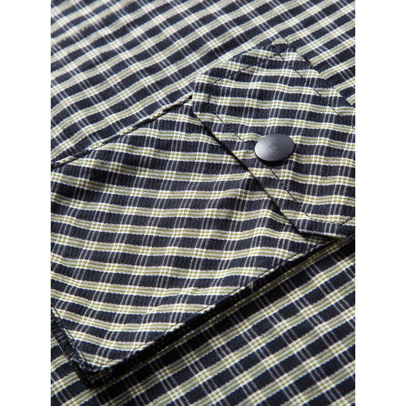 GXG Men's Black and White Plaid Pocket Long-Sleeve Casual Shirt