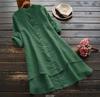 2021 Fall Cotton Linen Women's Long-Sleeve Solid Color Button-Down Shirt