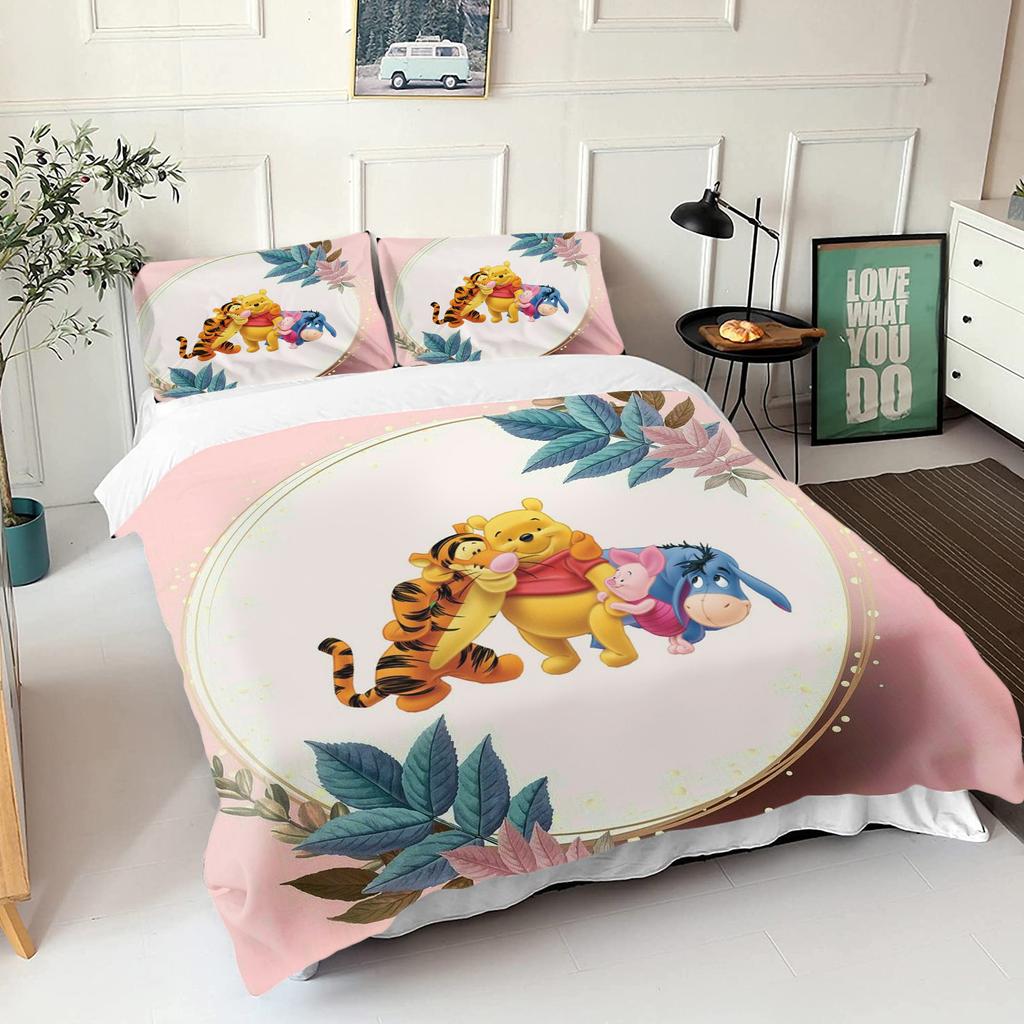 Winnie The Pooh Bear Bedding Set Duvet Cover Queen With Pillowcase 3d Children'S Bedding Set Universal Suitable For Children
