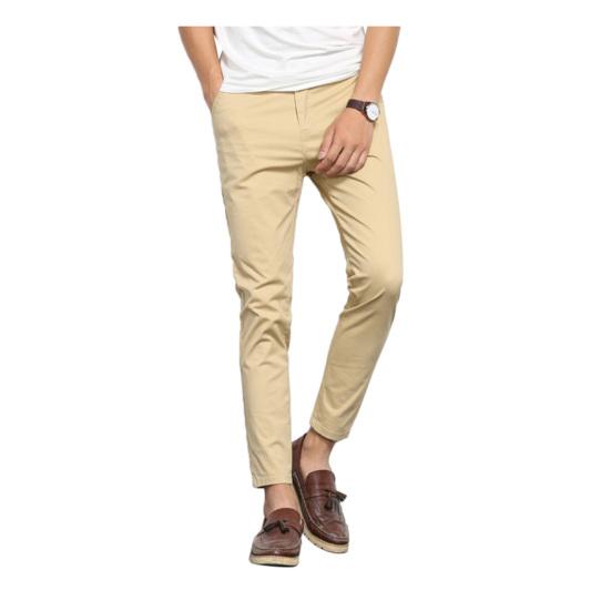 Men Casual Solid Color Elastic Pockets Thin Long Straight Trousers Suit Pants