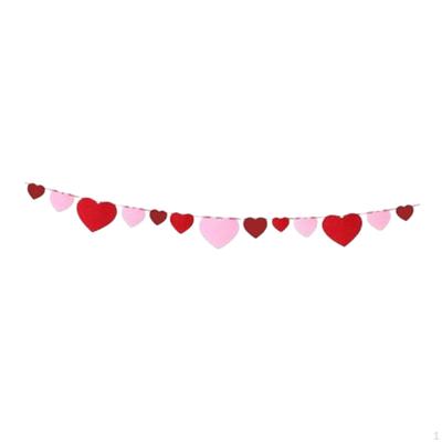 Felt Heart Garland Banner Valentines Day Decoration Art Craft DIY Hanging for