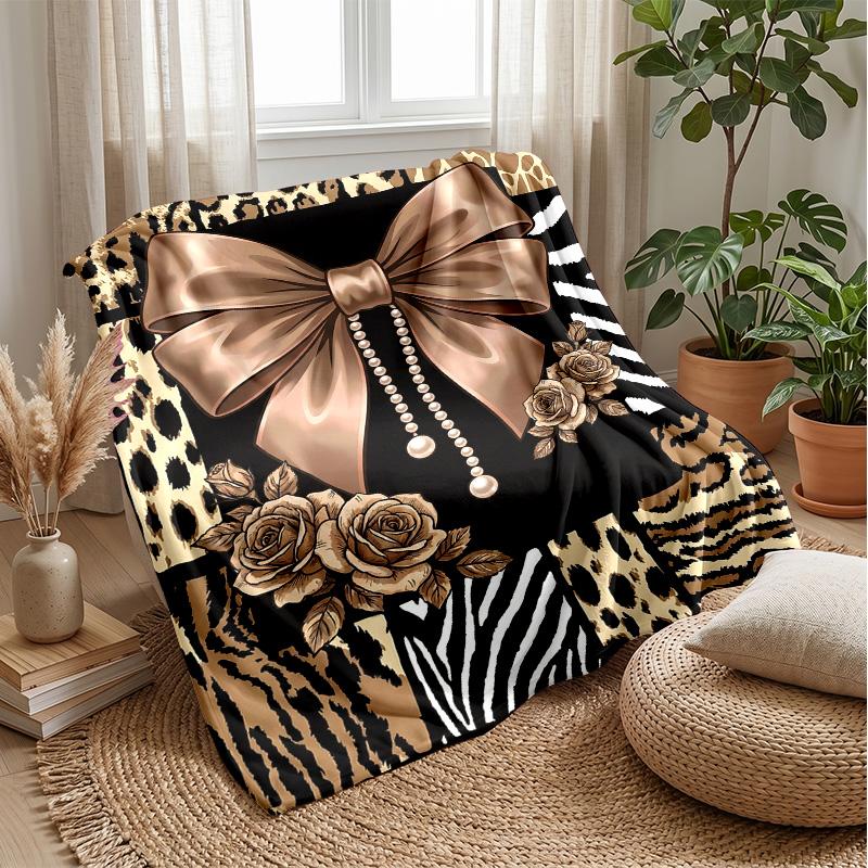 Leopard and Zebra Elegance 2 Theme Blanket Lightweight Warm Flannel Blanket Decorative Throw Blanket for Home Decoration