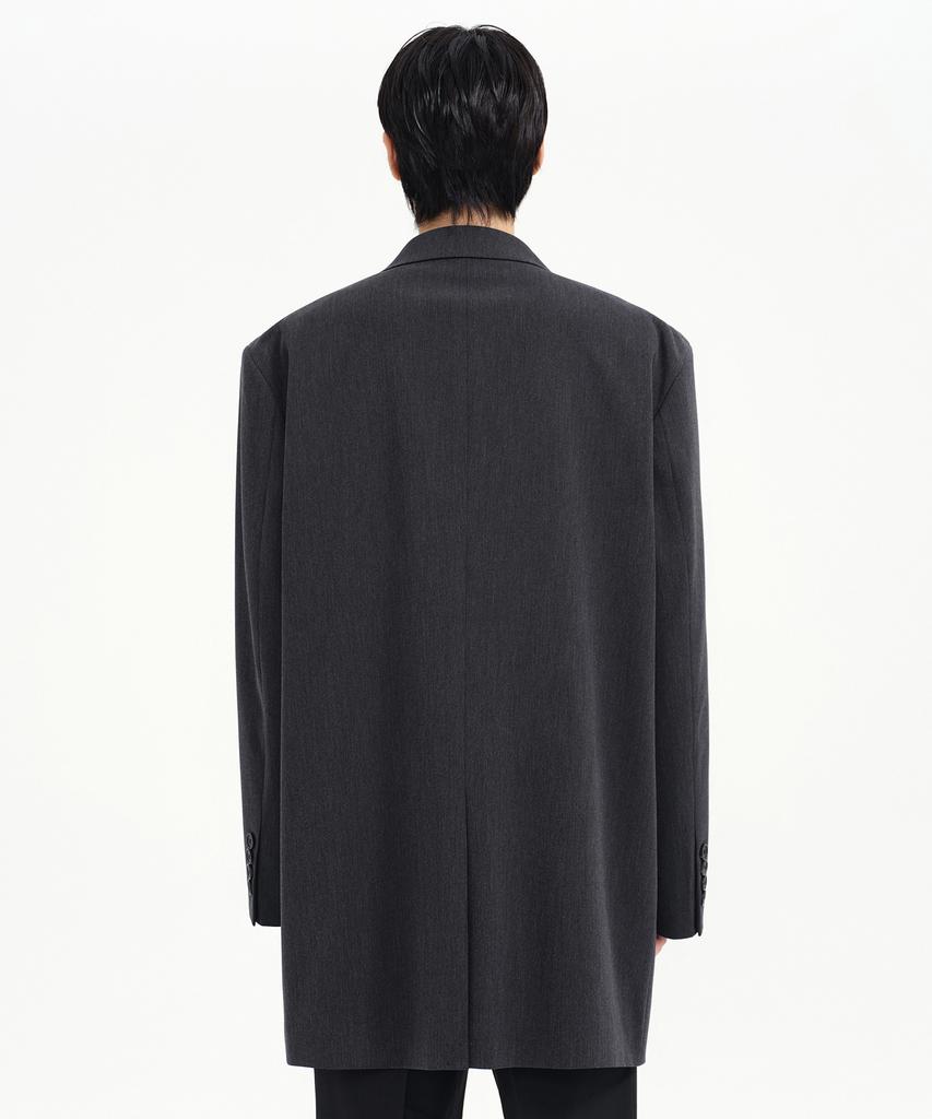 Musinsa Standard Overshoulder Long Blazer [Charcoal Gray]
