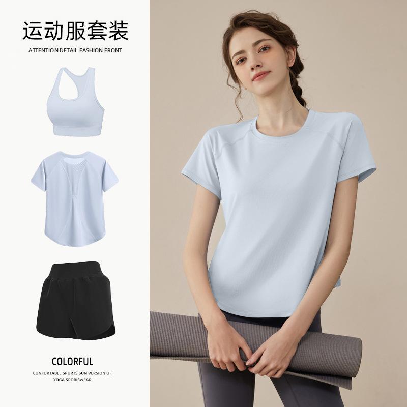 Tennis suit women's short-sleeved training clothes outdoor running quick-drying clothes thin badminton T-shirt fitness clothes