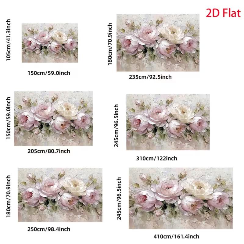 2D Rosa Weiß Pfingstrose Ölgemälde Wandteppich Wandbehang