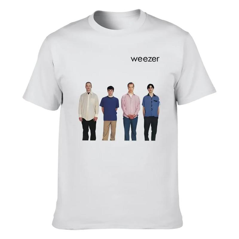 Weezer 1994 Album Nadruk Zespołu Koszulka Męska Letnia Hip-hop Ulica Codzienny Luźny T-shirt Oversize Okrągły Dekolt Krótki Rękaw Top