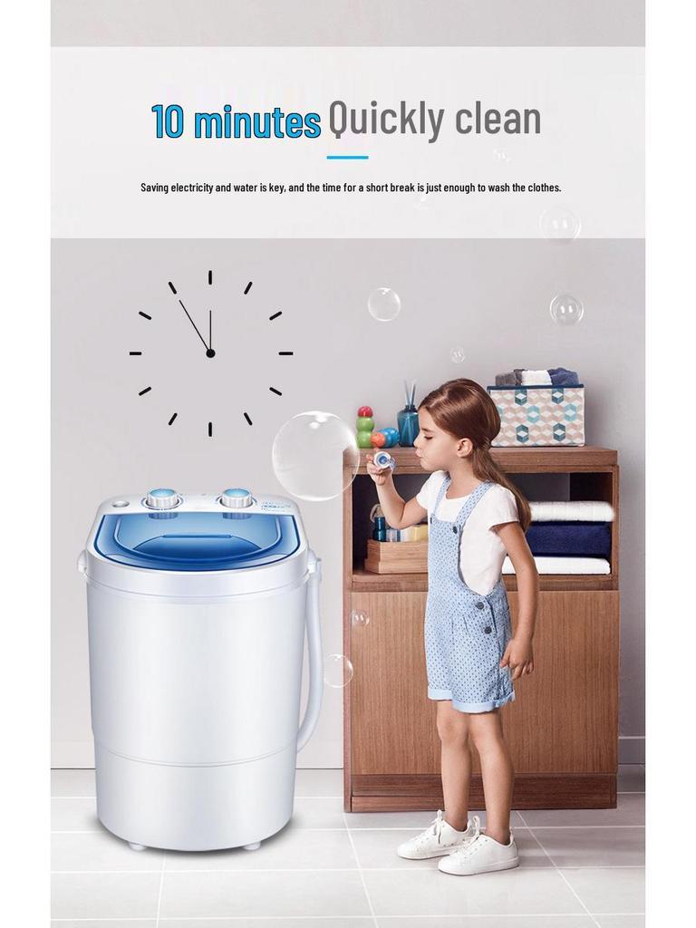 Compact Semi-Automatic Washing Machine with Spin-Dryer for Socks, Children's & Baby Clothes