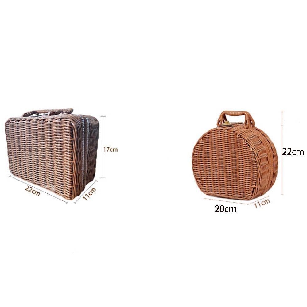 Handmade Travel Suitcase Vintage Picnic Basket Cosmetic Sundries Organizer Gift Box  Makeup