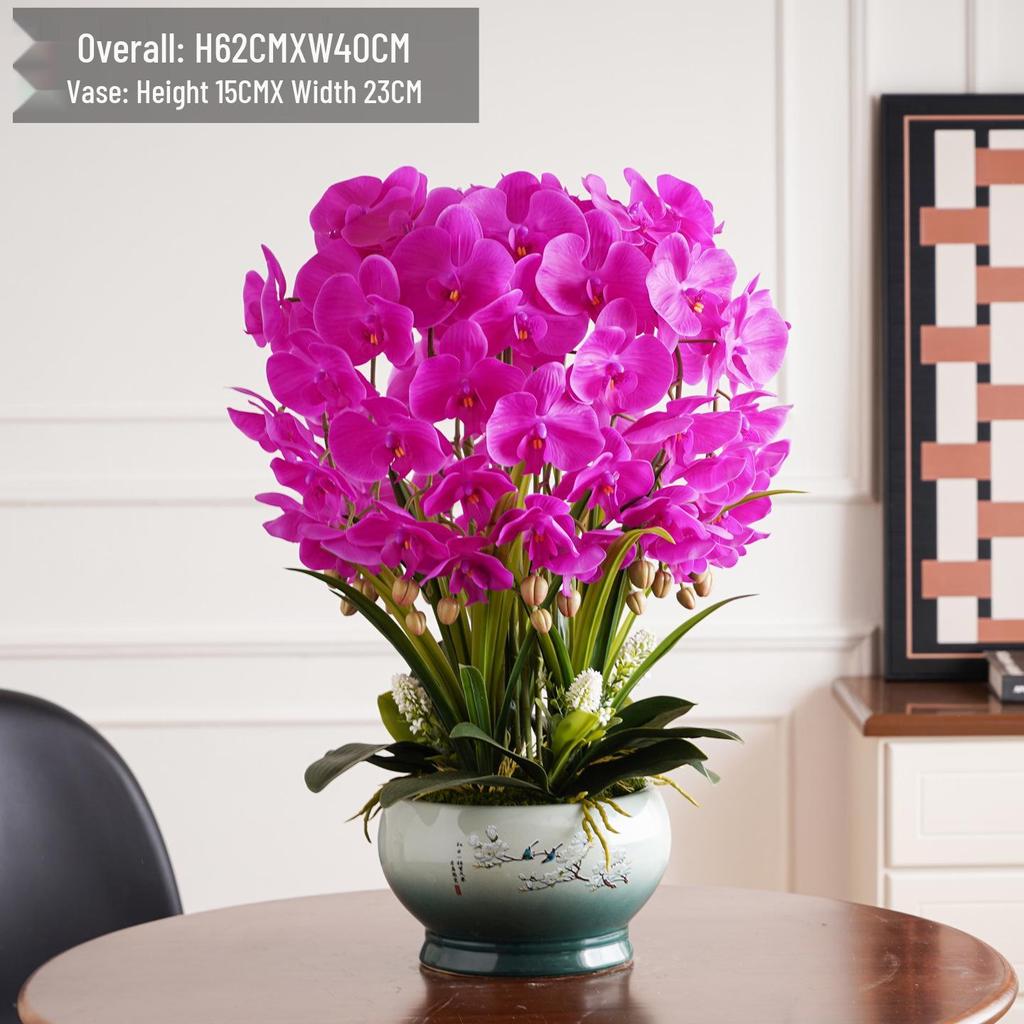 Luxury Phalaenopsis Artificial Flower Arrangement for Living Room Dining Table Decor