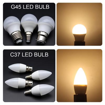 12Pcs LED C37 G45 Bulb Lamp 3W 230V 110V Energy Saving Warm Cold Light 3000K 4000K No Flicker for Home Derec Bedroom Lights