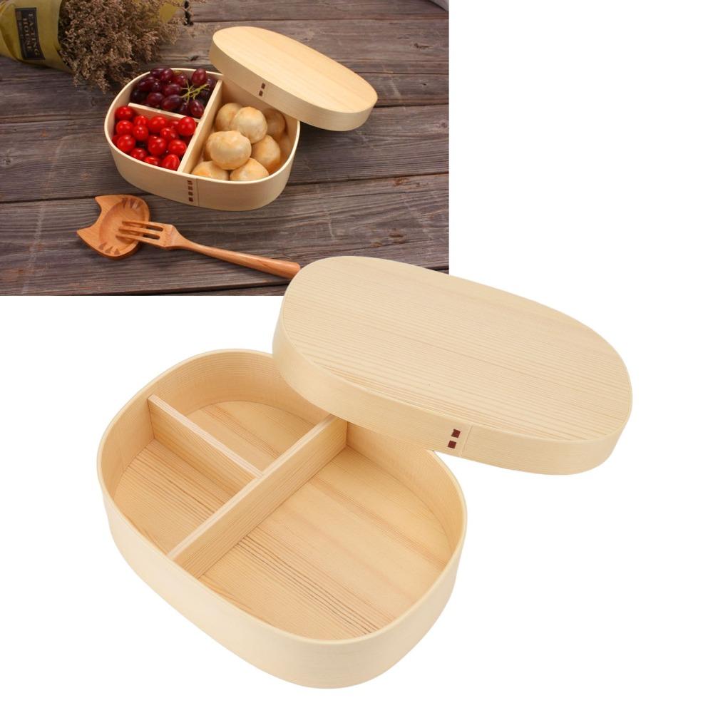 Single Layer Lunch Box Wooden Lunch Container Practical Picnic Box  For Picnics
