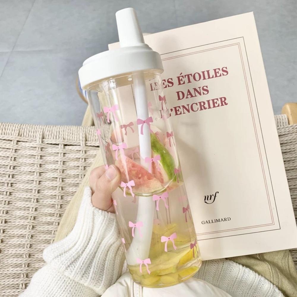 700ml Milk Plastic Cup with Lid Straw Leakproof Water Straw Bottles Fall Prevention Dustproof Large Capacity Water Bottle