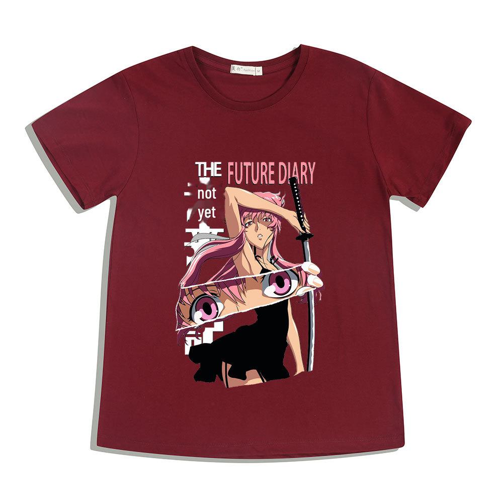 

Футболка из хлопка с рисунком из аниме «Дневник будущего Агацума Юно» 2022 года — удобная, повседневная, дышащая M кларет