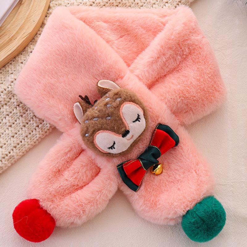 

Kids Reindeer Plush Scarf: Warm, Windproof, and Cozy for Winter яркий розовый