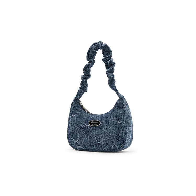 Champion Twisted Underarm Bag Script Logo Enamel Tag Pleated Hair Tie Shoulder Strap Casual Versatile Synthetic Leather Shoulder Bag Small U4AACPU14