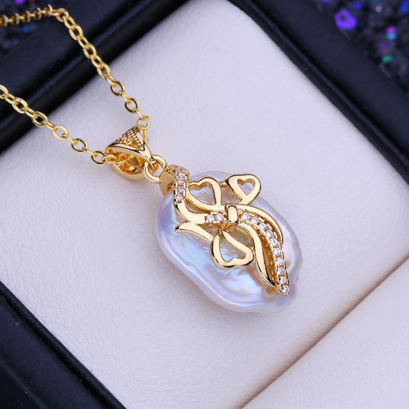 

LSOOYH натуральный пресноводный большой жемчужный кулон в стиле барокко, классический золотой цвет, подвеска с цветком, ожерелья для женщин и девочек, подарок на день рождения золотой