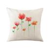 Pillow Linen Printed Pillow Cover Ins Plant Watercolor Printed Pillow Home Decoration Festival Fabric Cushion Bedside Backrest