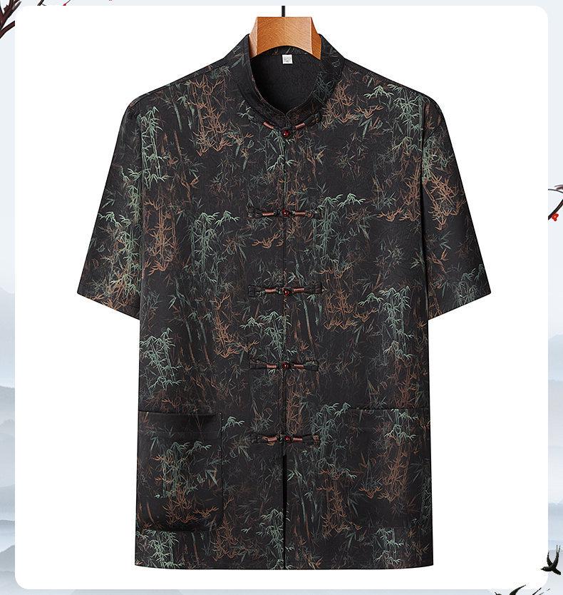 Mid-aged Men's Chinese Style Short-sleeve Summer Suit - Two-piece Set