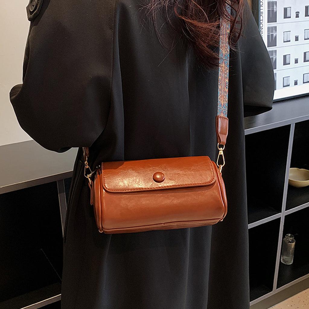 2025 floral shoulder strap cylindrical bag women's small pillow bag Bohemian style wide shoulder strap single shoulder crossbody