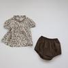 Girls' Summer Linen Cotton Floral Doll Shirt & Shorts Set
