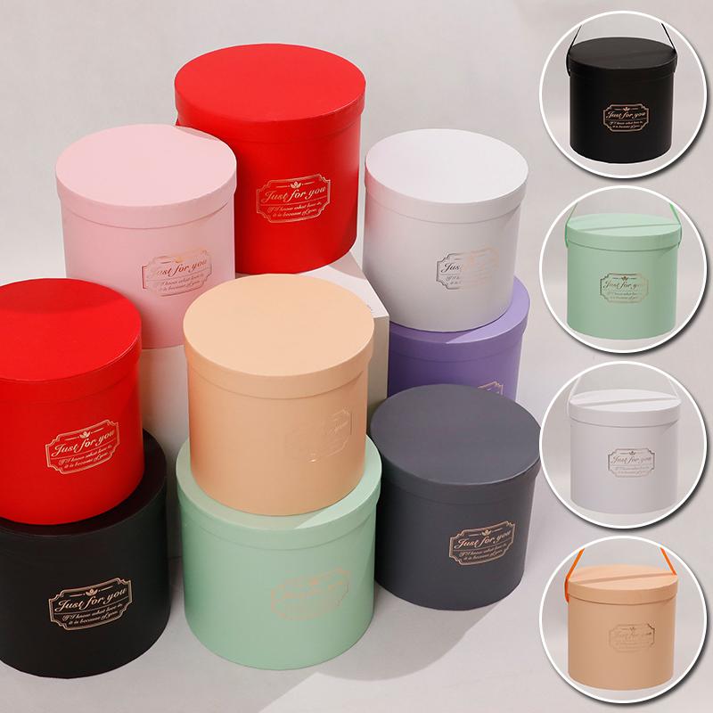 1PC Handheld Paper Boxes Flower Packaging Box Candy Box Round Flower Box Bouquets Tote Bag Gift Boxes Bouquet Flower Boxes