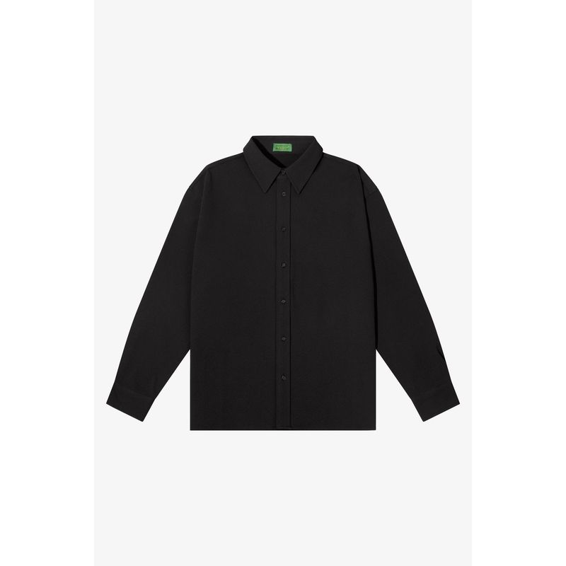 No Logo / Toray Primeflex Twill Imitation Cotton Thickened Three-Dimensional Silhouette Lapel Shirt Jacket Black_ L