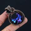 Titanium Druzy Gemstone Copper Wire Wrap Handmade Pendant Jewelry Gift For Love