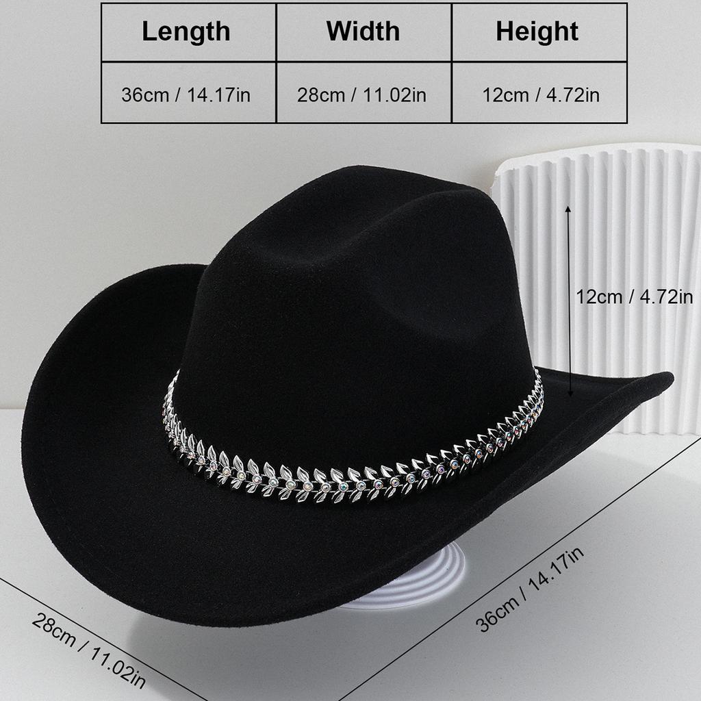 Men's and women's Panama French cowboy hats, jazz top hats, accessories, three-dimensional leaves, rhinestone belts, bonfire balls