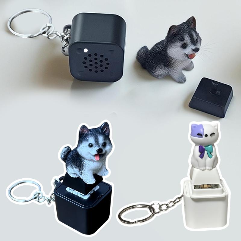 Keychain Fidget Sound Pet Clicker Rechargeable with LED Light for Dog Cat Training & Stress Relief