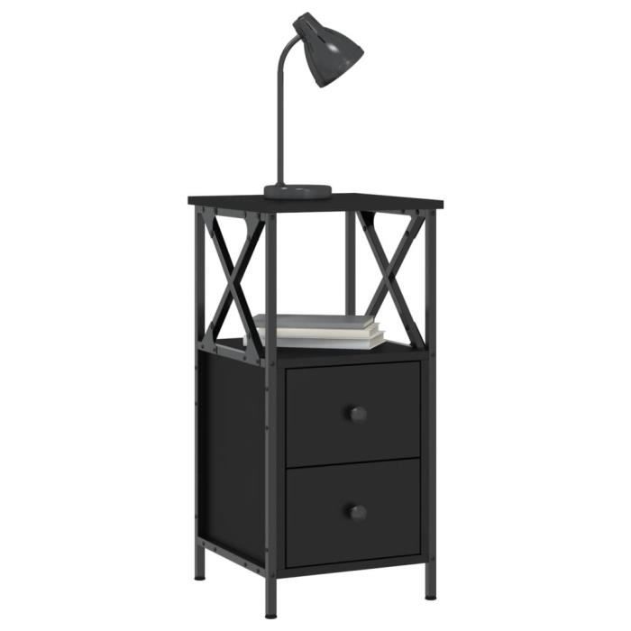 VidaXL Bedside Table Black 34x35.5x70 Cm Engineered Wood 825943