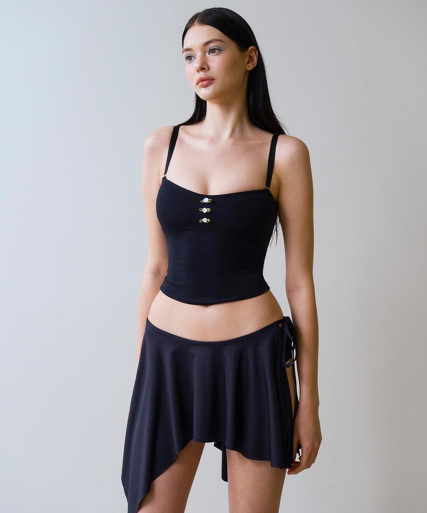 VINAJ Asymmetrical Ruffle Skirt Cover-Up (Black)