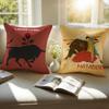 Spanish Running of the Bulls Cushion Cover Pillowcase Antidustmite Invisible Zipper Short Plush Sofa Cushion