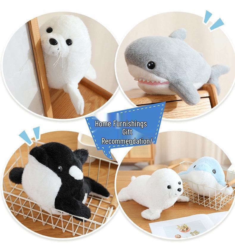 Adorable Dolphin & Orca Plush Ocean Animals - Stuffed Shark & Seal Doll for Children, Perfect Birthday Gift