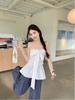 White Ruffled Bow Tie Strap Bandeau Top - Chic Slimming Waist-Cinched Summer Style for Women