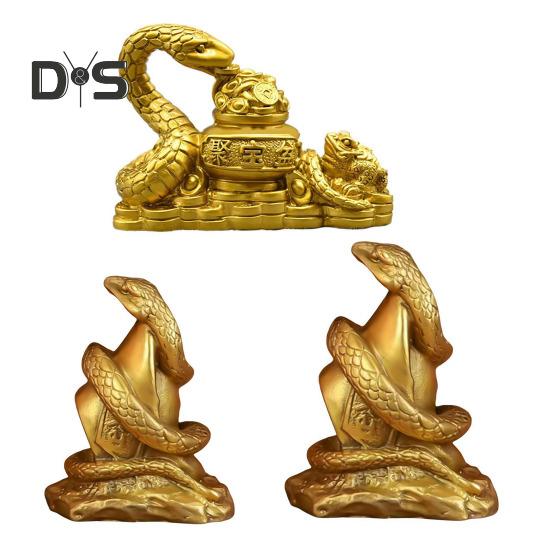 Zodiac Snake Ornament Resin Snake Figurine Tabletop Wealth Luck Snake Statue for Chinese New Year Home Office Decor