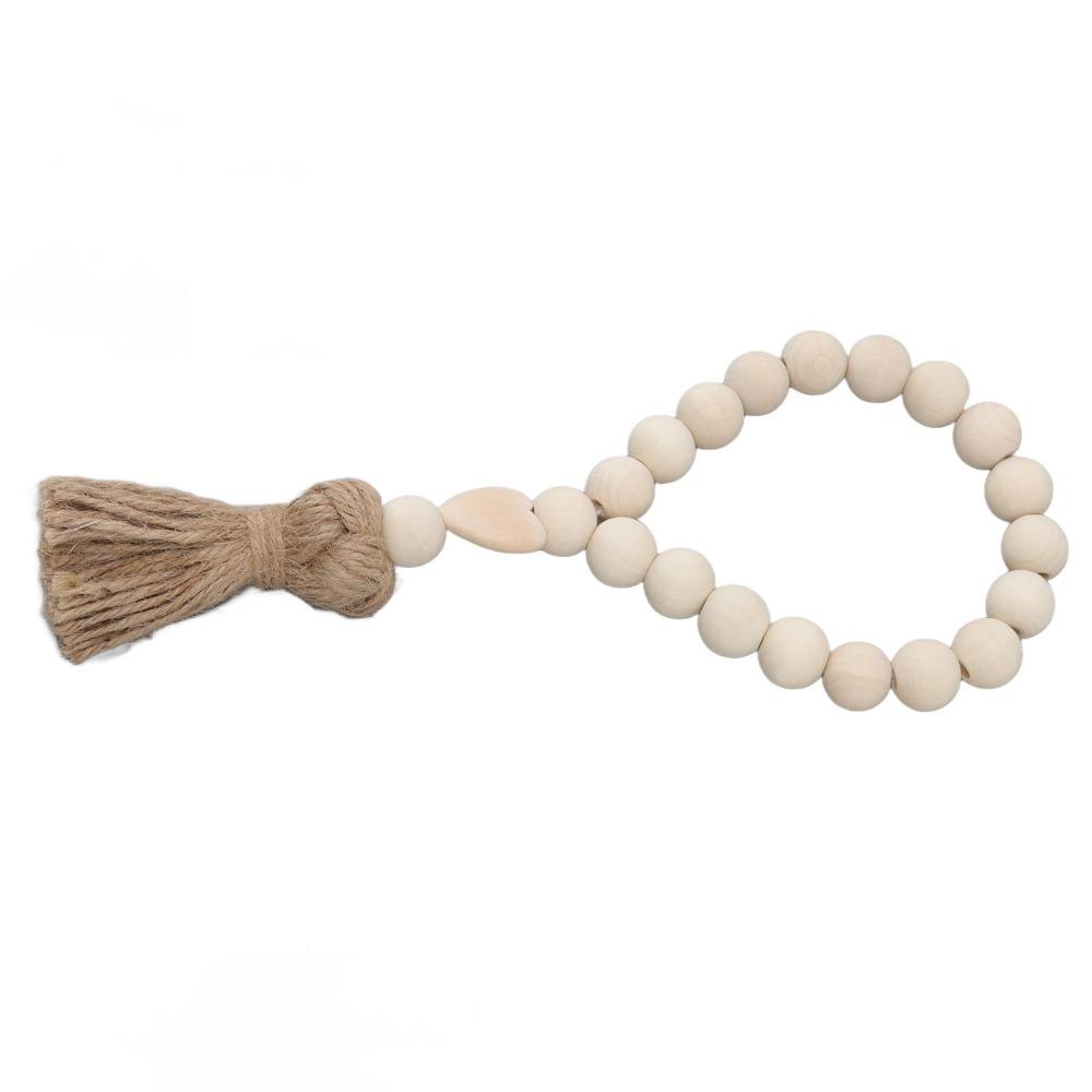 Light Brown Farmhouse Wooden Bead Strand Hanging Tassel Bead Ornament Tray Tabletop Bead Layout