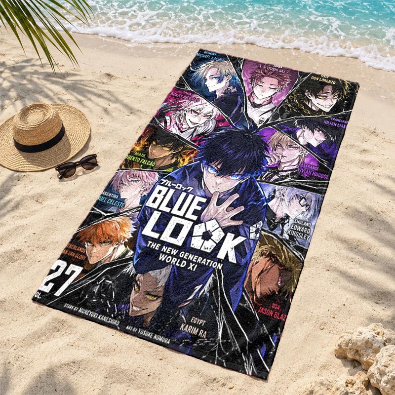 Blue Lock Microfiber Beach Towel Quick Dry Sand Free Lightweight Beach Towels for Travel Swimming Camping