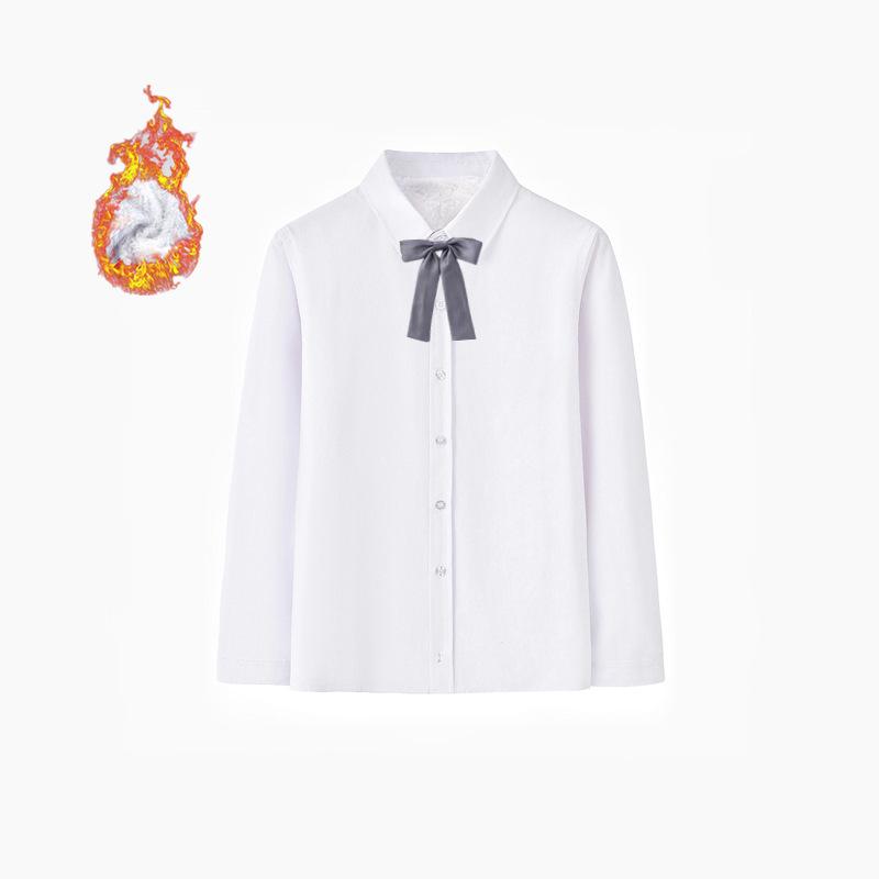 Kids' Fleece-Lined White Shirts and Thick Autumn/Winter Outfits