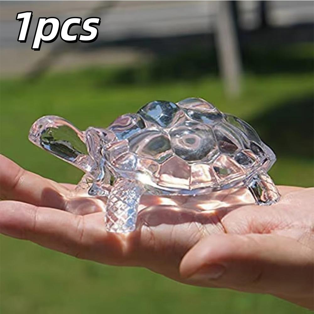 1/2 st A Kristallsköldpaddsornament Transparent Landskapshantverk Lyckobringande Ornament Lämpligt För Hem Kontor Skrivbord Akvariedekoration