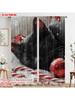 2pcs, plane printing Pattern Curtains Charming Black Kitten Versatile 100% Polyester (without rod) Decorations Inside for