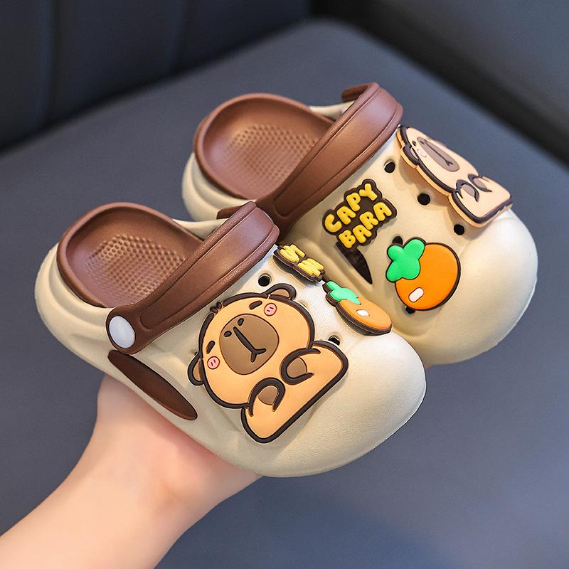 

Kapibara children s clogs for boys, new summer indoor sandals for toddlers and girls 18-19Inner Length12.5cm хаки