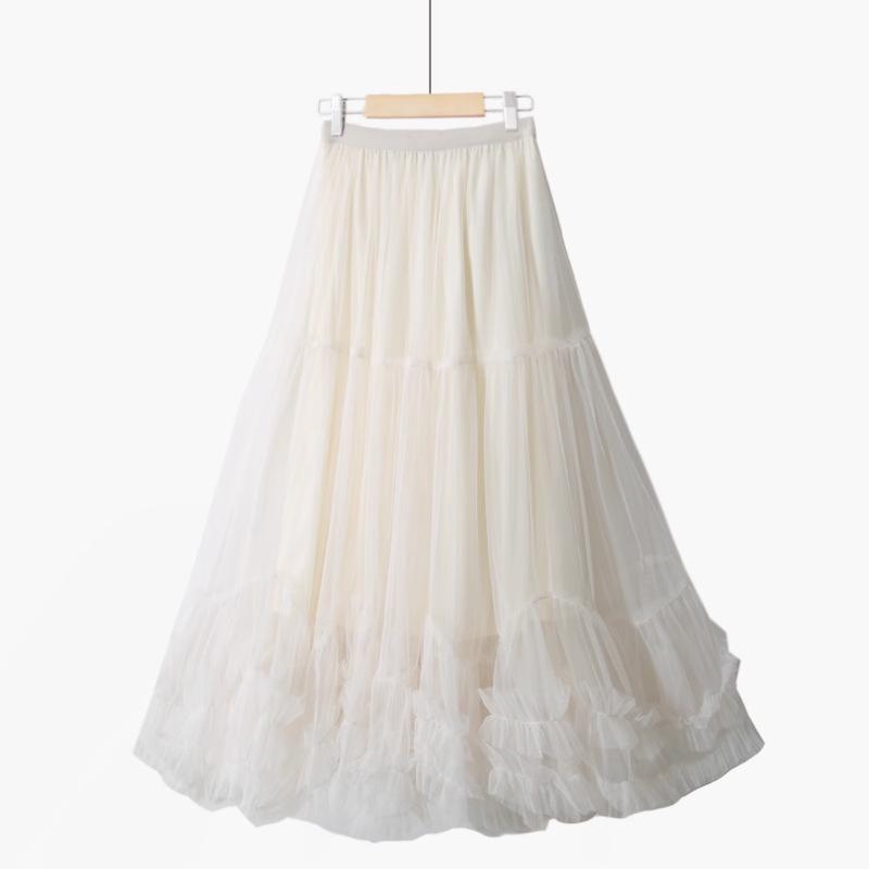 2024 European & American Summer Fashion: Women's Lace Mesh Puffy Skirt with Large Swing