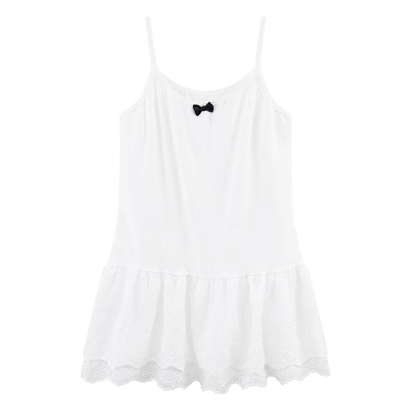 

Топ-майка с французской кружевной отделкой - Женский летний топ облегающего кроя в корейском стиле Small белый